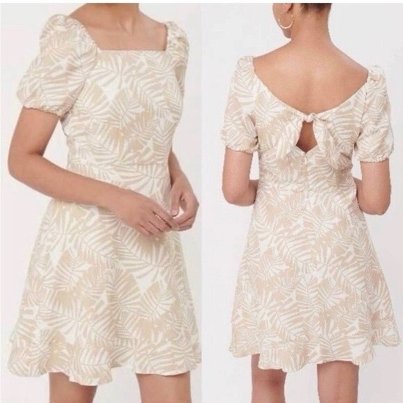LOFT Palm Tie Back Flare Dress Size 4 - Picture 1 of 11